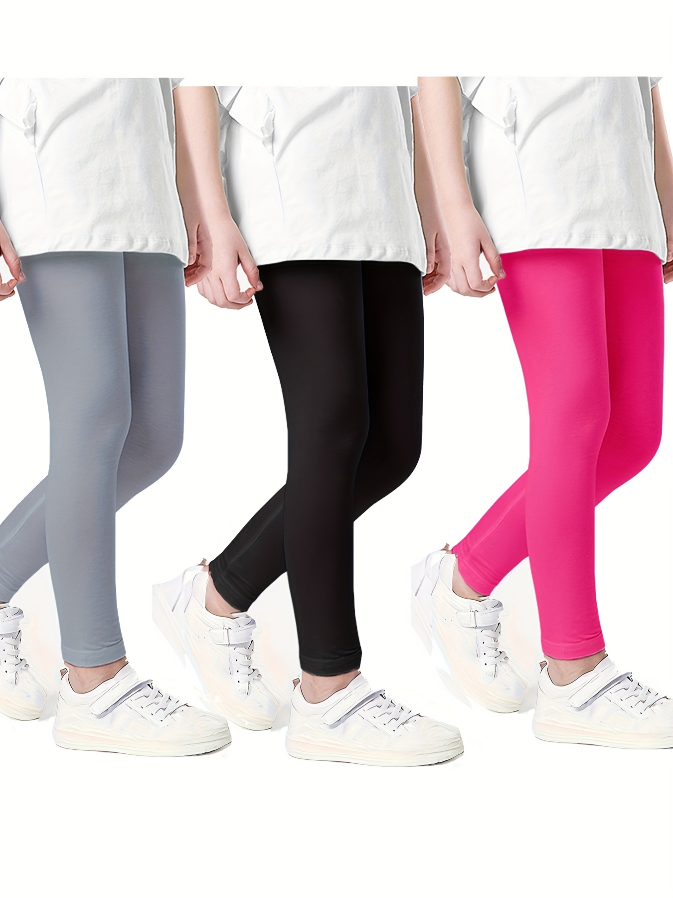 Summer Collection Stretchable Black Lycra Cotton Jersey Legging Tights For  Girls (Random Colors)