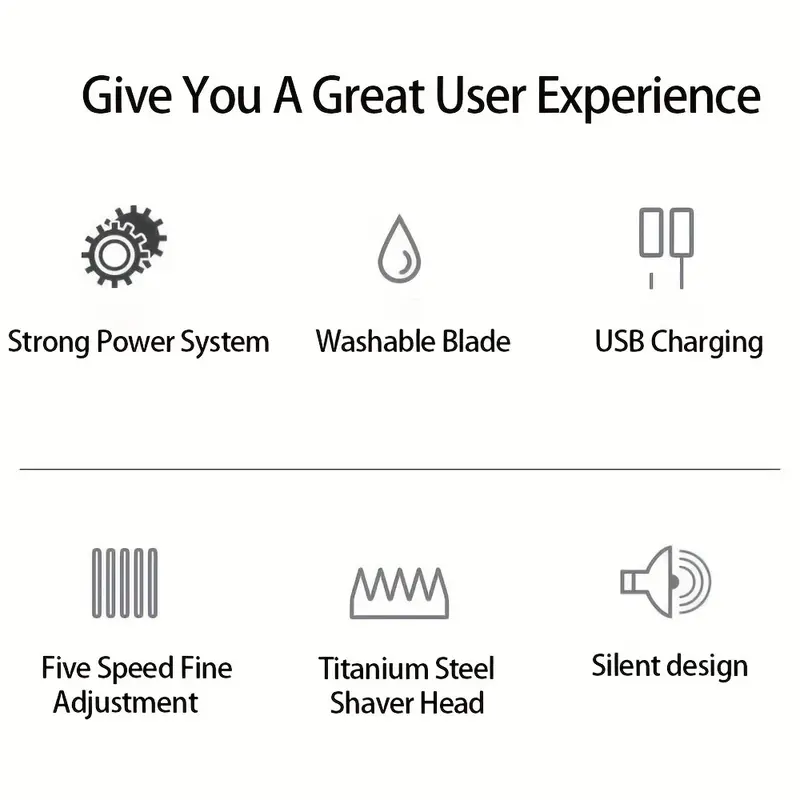 professional electric clipper hair trimmer with five speed adjustment usb charging quiet hair trimmers body hair removal machine for men details 9