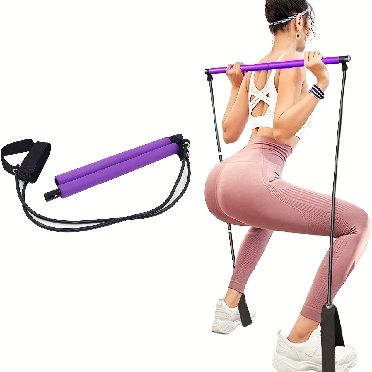 1pc Portable Pilates Bar Kit For Home Gym Workout Resistance - Temu Canada