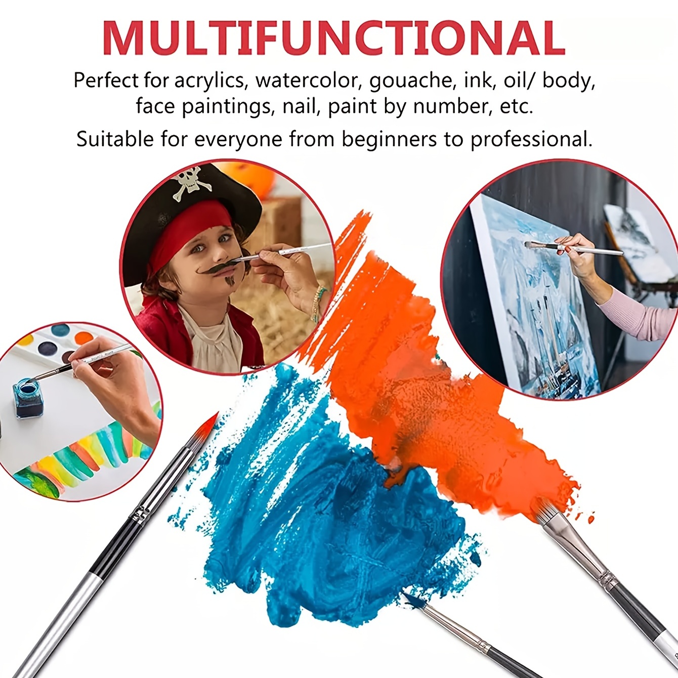10 / 24 pcs/set Nylon Hair Wooden Handle Watercolor Paint Brush Pen  Scrubbing Scraper Acrylic Painting Art Paint Brushes Supplies