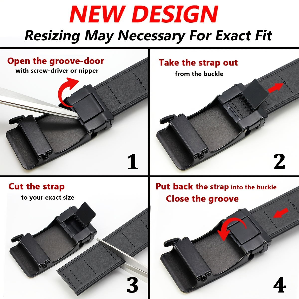 DOOPAI Belt Men, Ratchet Belt Dress Adjustable PU Designer Belt