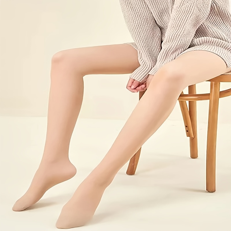 ERISAMO Perfect Legs Fake Translucent Warm Fleece Pantyhose Tights,Women  Warm Elastic Pants Fleece Lined Thick (Black-220g) at  Women's  Clothing store