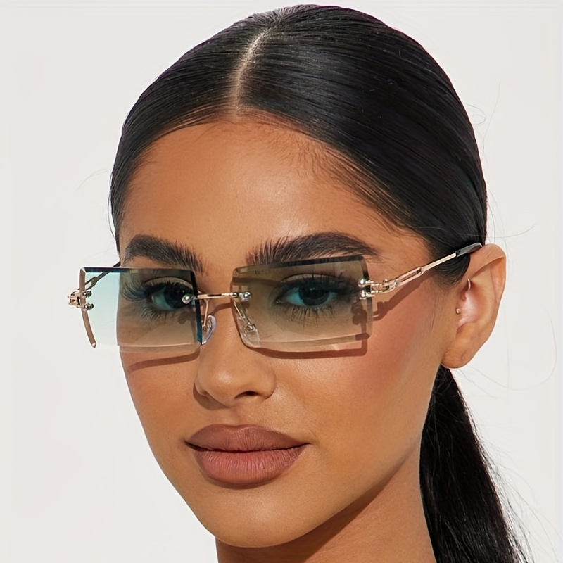 Fashion Small Rimless Rectangle Sunglasses Eyewear Square Glasses