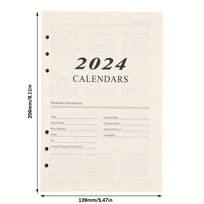 Organisateur D'agenda 176 Pages 2024 Recharges De Cahier À - Temu