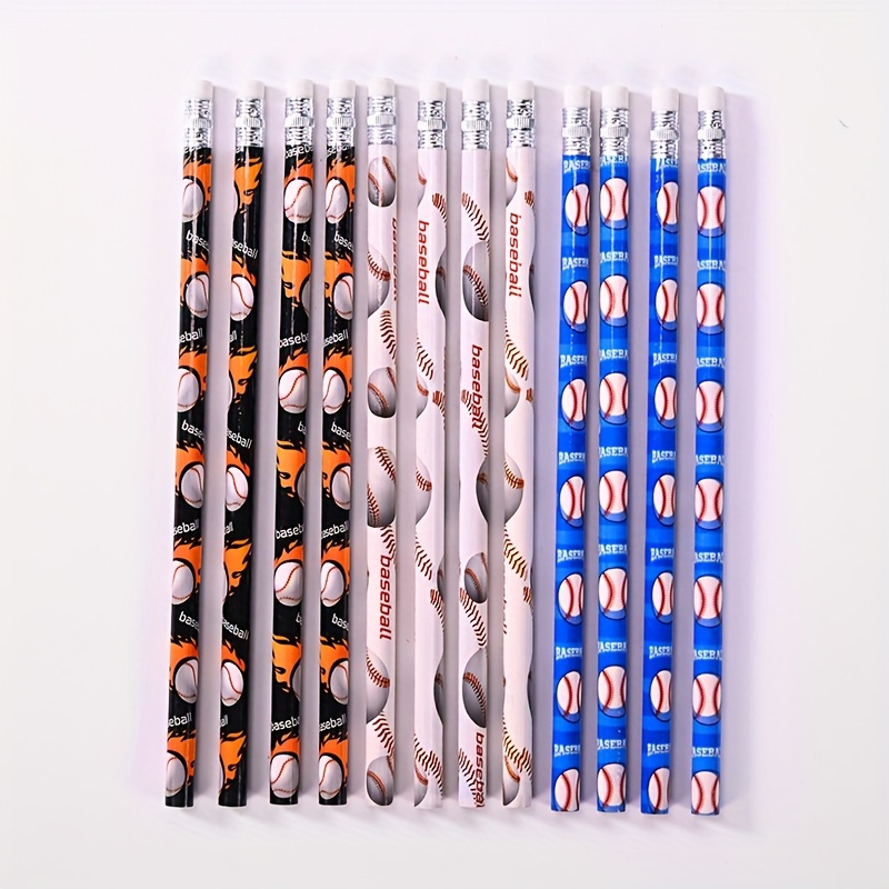 12pcs, Crayon Effaçable HB Baseball, Basketball, Rugby, Football,  Fournitures Scolaires Pour Étudiants, Crayon Amusant Et Mignon