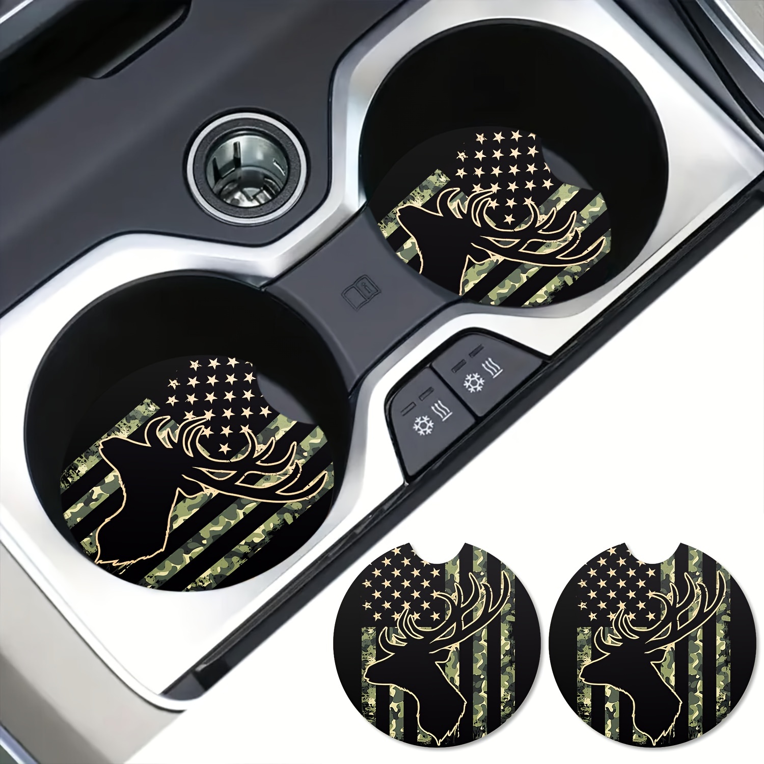 Camo Hunting Deer Car Cup Holder Coasters Coasters For Car - Temu