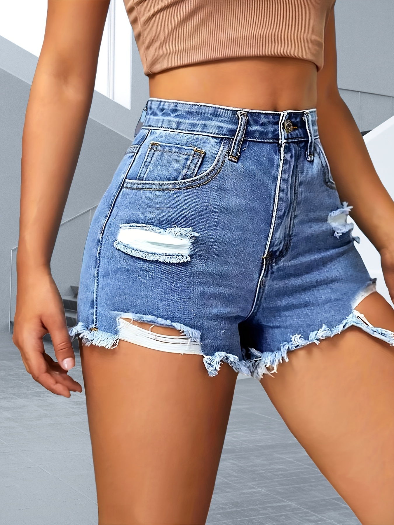 Summer Pants Mini Jeans Low Short Denim Hole Ripped Pants 2023