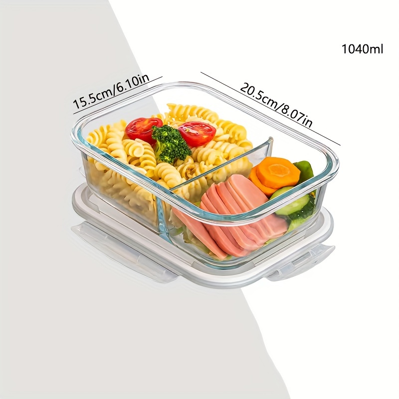 1pc White High Borosilicate Glass Microwave Safe Meal Prep