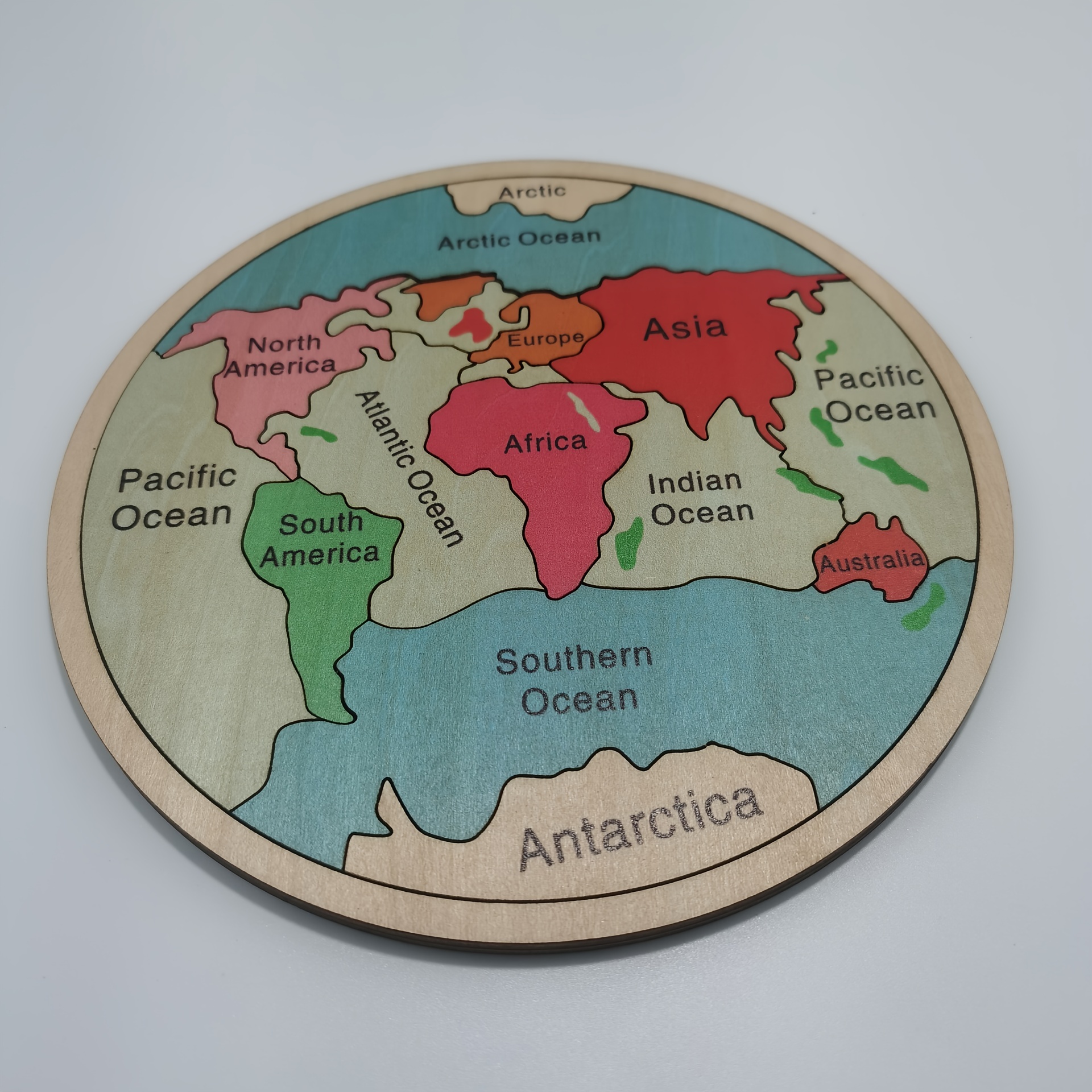 World Map Puzzle Wooden World Jigsaw Puzzle Round Geography Puzzle US