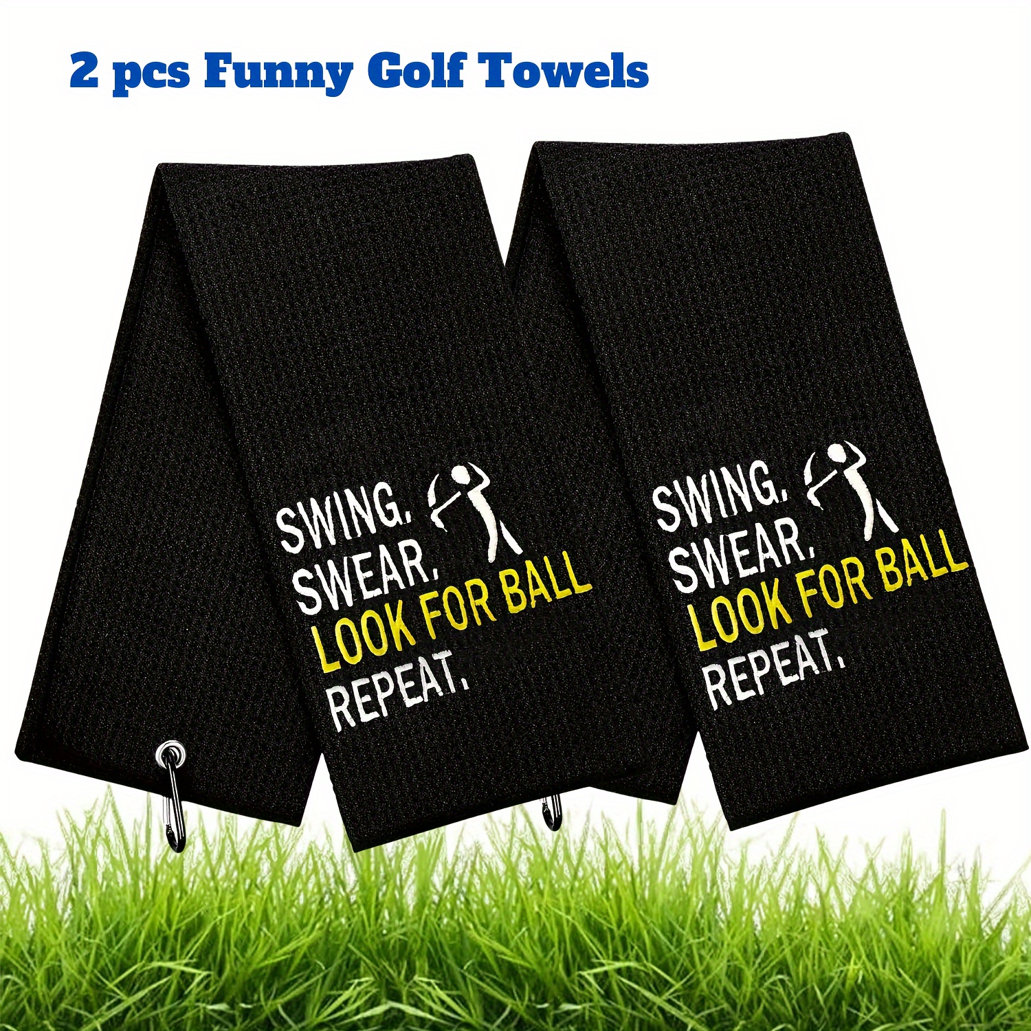 1 PCS Embroidered Funny Golf Towel with Clip - Perfect Golf Gifts for Men -  Soft and Absorbent Golf Accessories