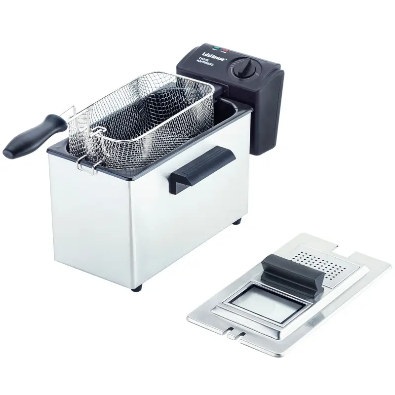 Deep Fryer Commercial Fry Daddy with Basket, Stainless Steel Electric Countertop Large Capacity Kitchen Frying Machine