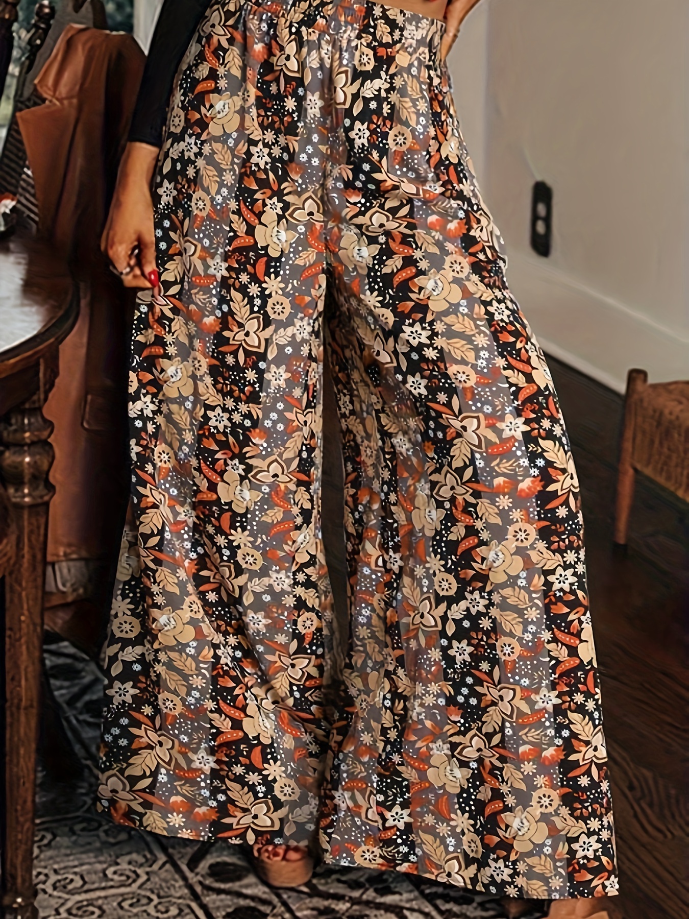 Plus Size Women Summer Casual Pure Color Wide-leg Pants