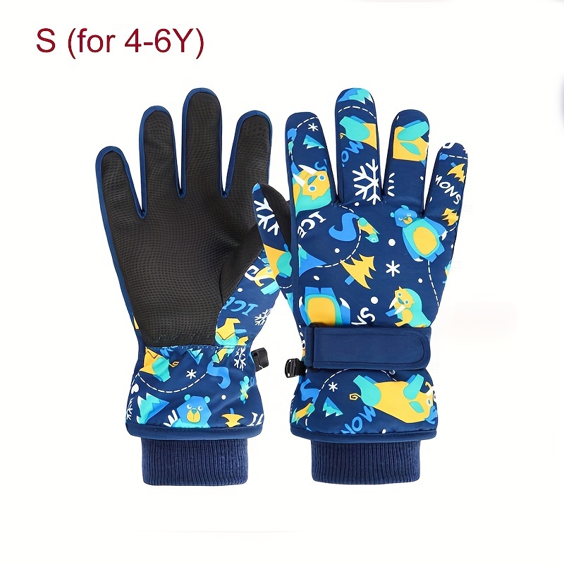 1 Pair Of Childrens Winter Skiing Gloves Cartoon Warm Keeping