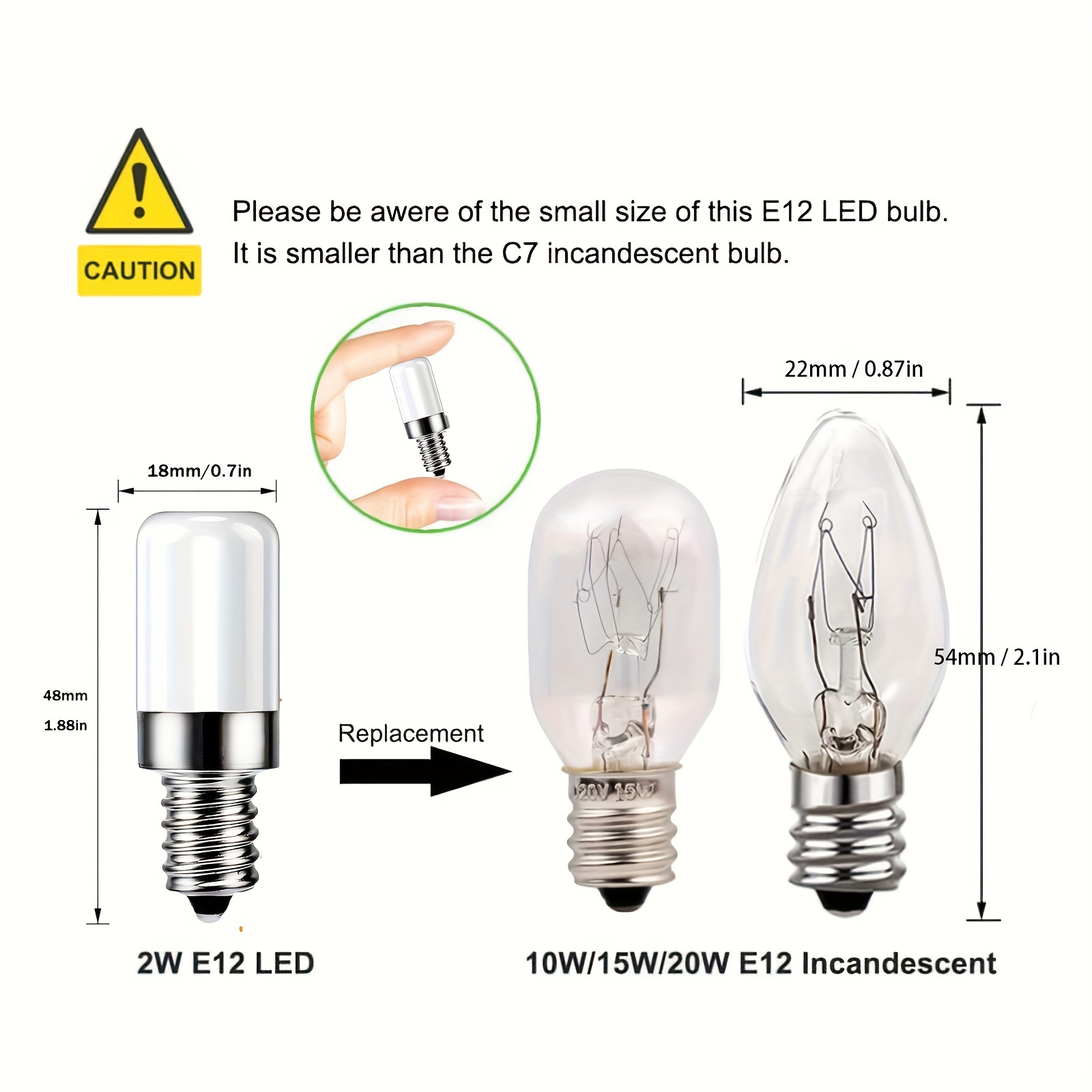 Fridge Light Bulb, E14 Led Fridge Light 2w, Incandescent Equivalent, Cool  White 6500k, Non Dimmable, Small E14 Led Light Bulb For Kitchen Hood, Fridge