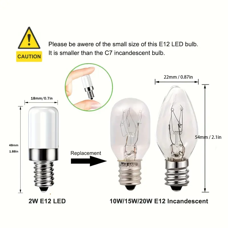 E12 Led Fridge Lamp Led E12 Refrigerator Light Replacement - Temu