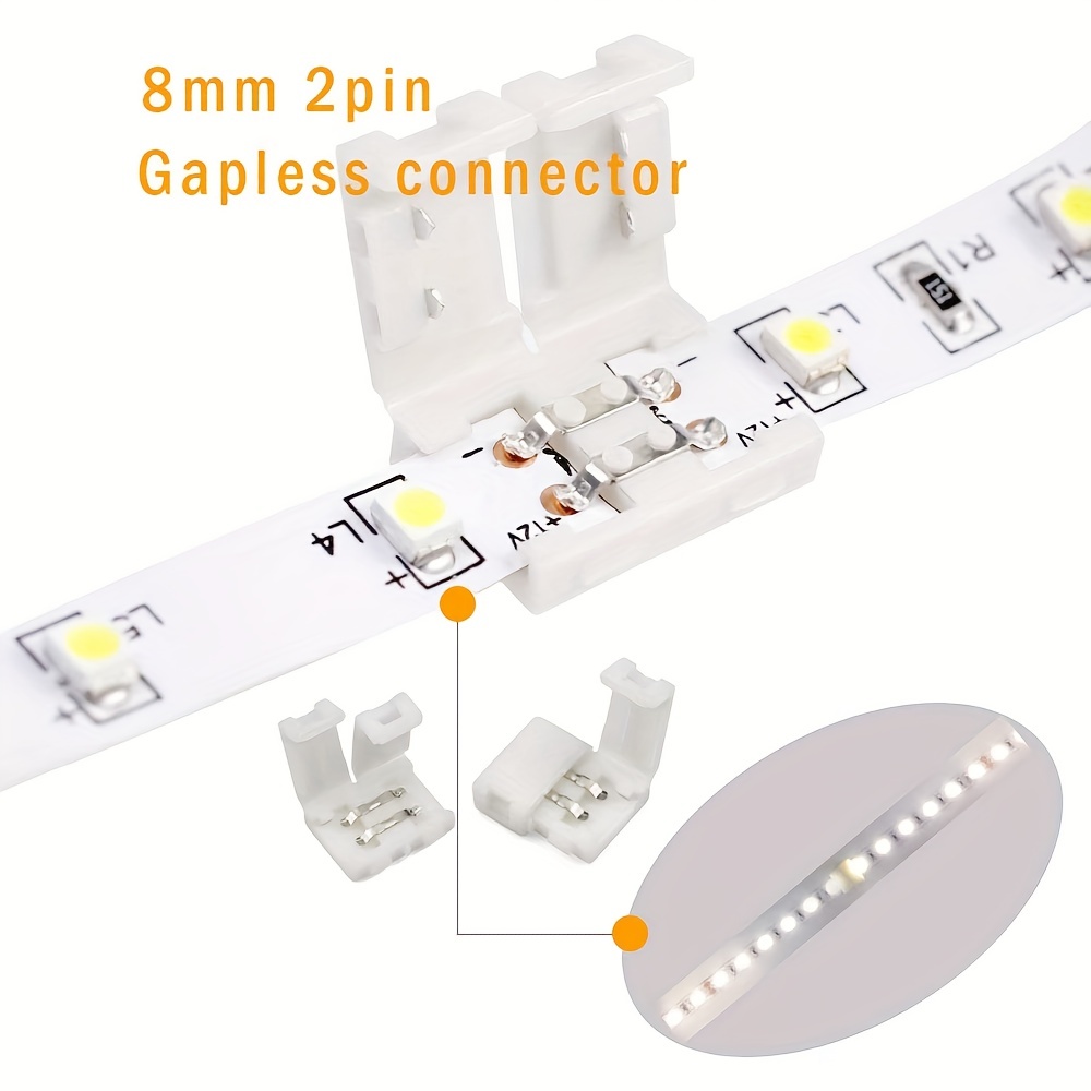 Buy 3528 2835 2 Pin 8mm LED Strip Connector - DIY Strip to Wire