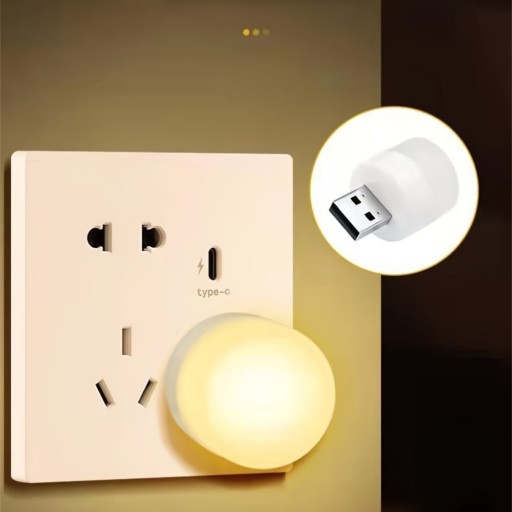 Wall Socket Plug-in LED Night Light USB Ultra-Small LED Lamps With 3000K  Warm Light