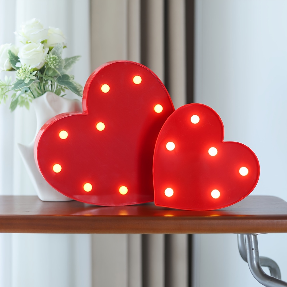 1pc Luz Decorativa En Forma Corazón Rojo Luz Nocturna - Temu
