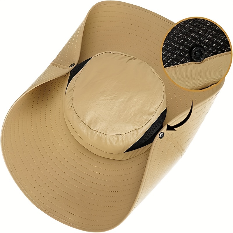 1pc Oversized Brim Sun Hat, Outdoor Hiking Camping Fishing Hat, UPF50+ Waterproof Bucket Hat,Temu