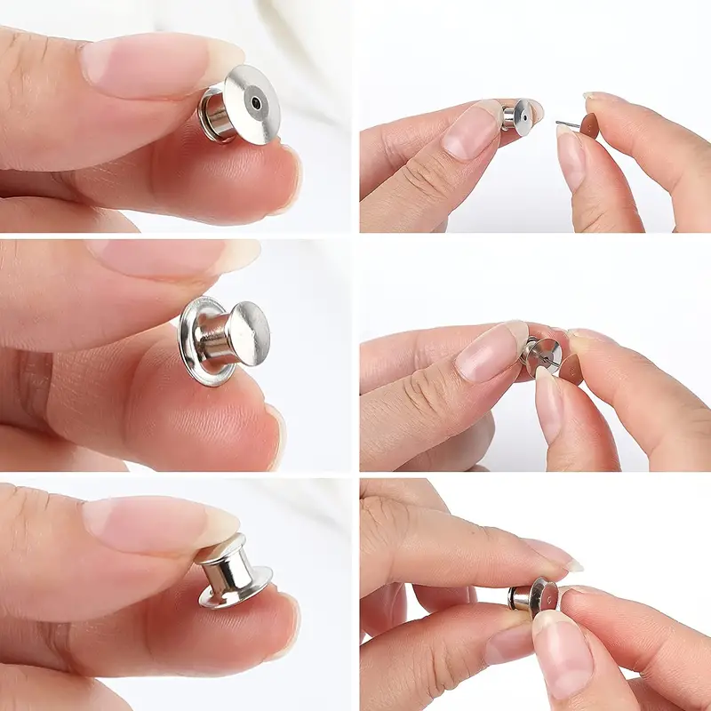 DECYOOL 30 Pieces Metal Pin Backs Locking Pin Keepers Locking Clasp