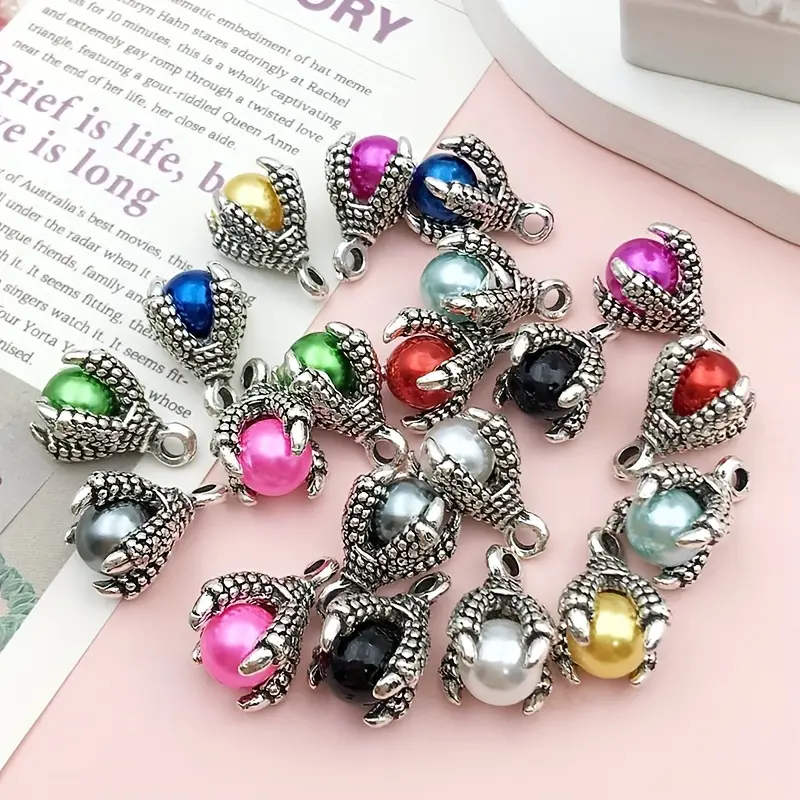 20pcs/pack 10 Colors 12x15mm Dragon Claw With Ball Charms Eagle's Claws  Pendant For DIY Necklace Bracelets Earrings Jewelry Making