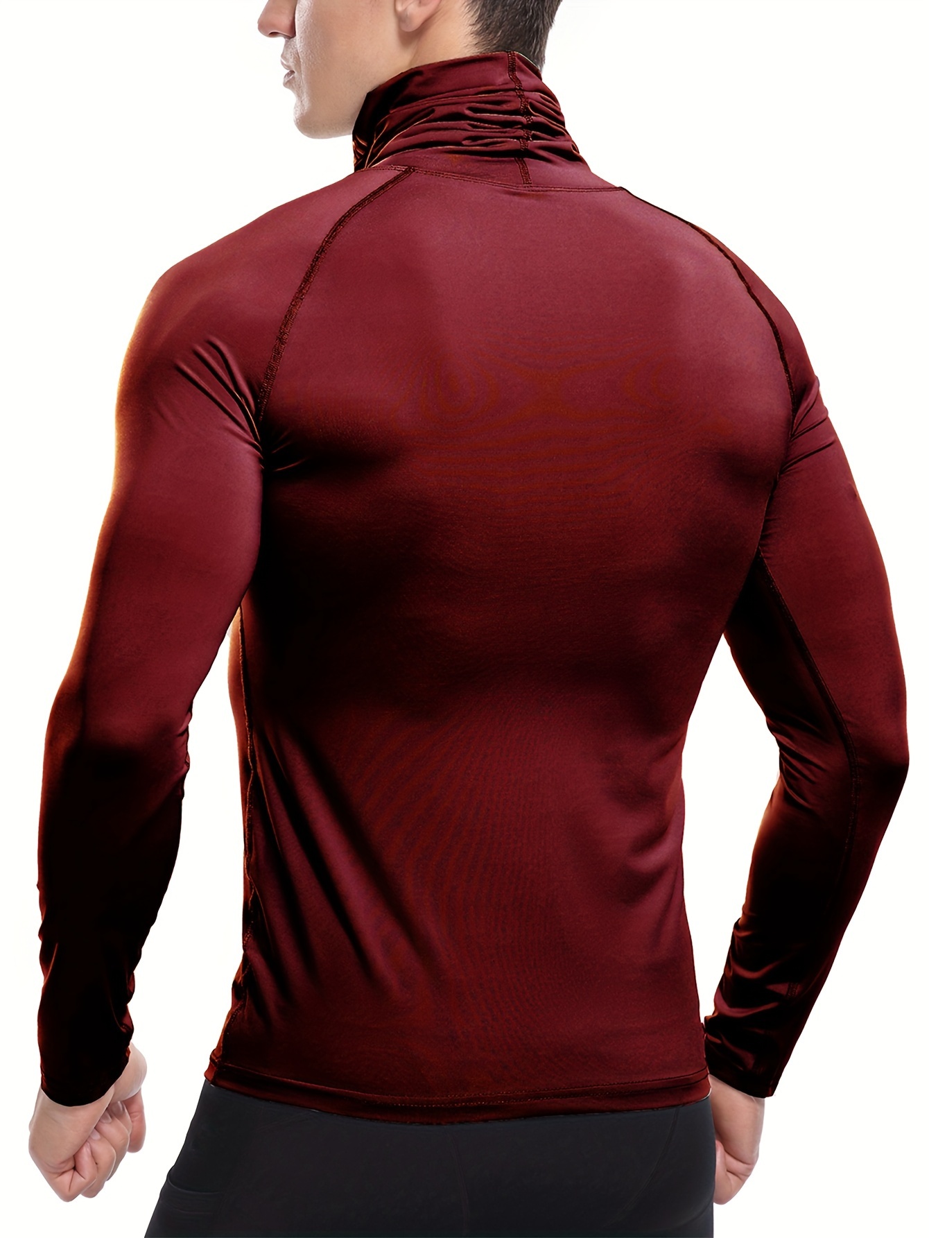 Mens Runnig TShirt High Collar Compression Shirts Crossfit