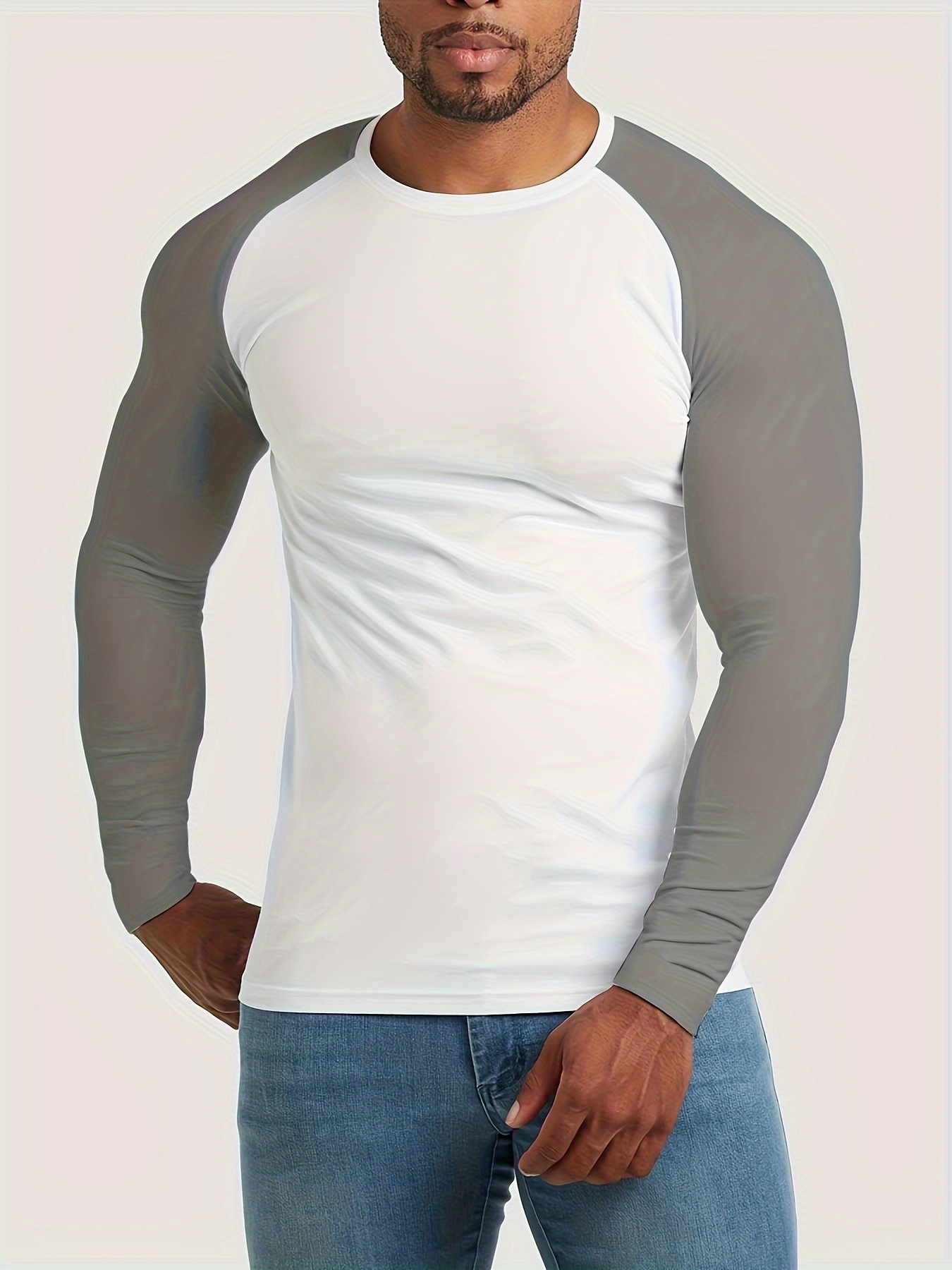 Men's Compression Base Layer Top Long Sleeve Crew Neck Under Shirt Vest  Comfortable Tight Fit Body Shaper for Running Gym Fitness Training, 1  White, S : : Fashion