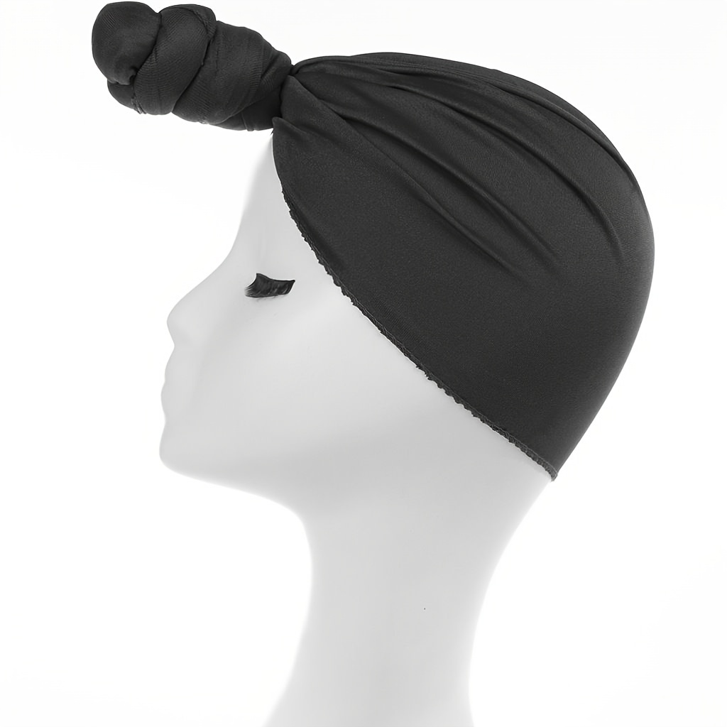 Top Knot Turban Cap Solid Elastic Head Wraps Casual Breathable Head Scarf