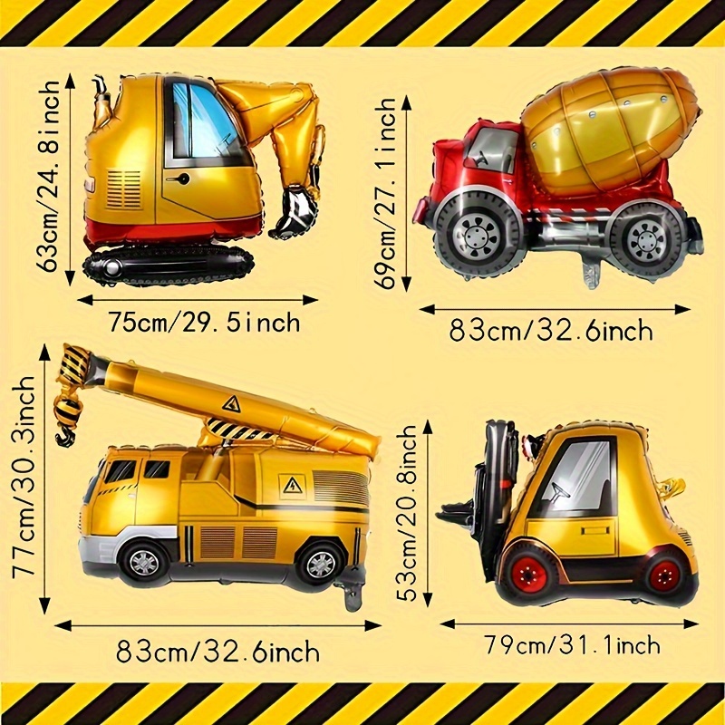 Construction Balloons Excavator Dump Truck Mixer Truck