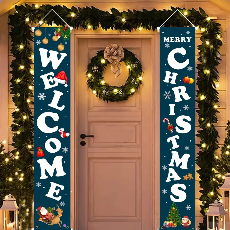 Merry Christmas Banner Porch Sign Decoration Temu United Kingdom