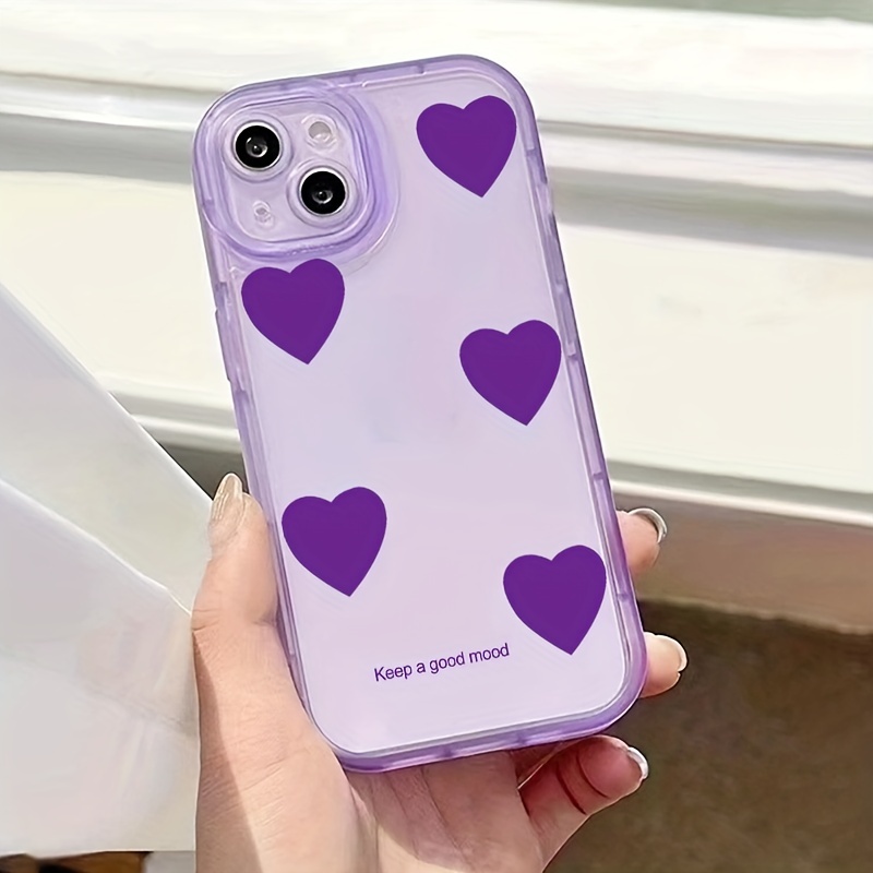 Funda Teléfono Silicona Patrón Gráfico Corazón Roto Púrpura - Temu