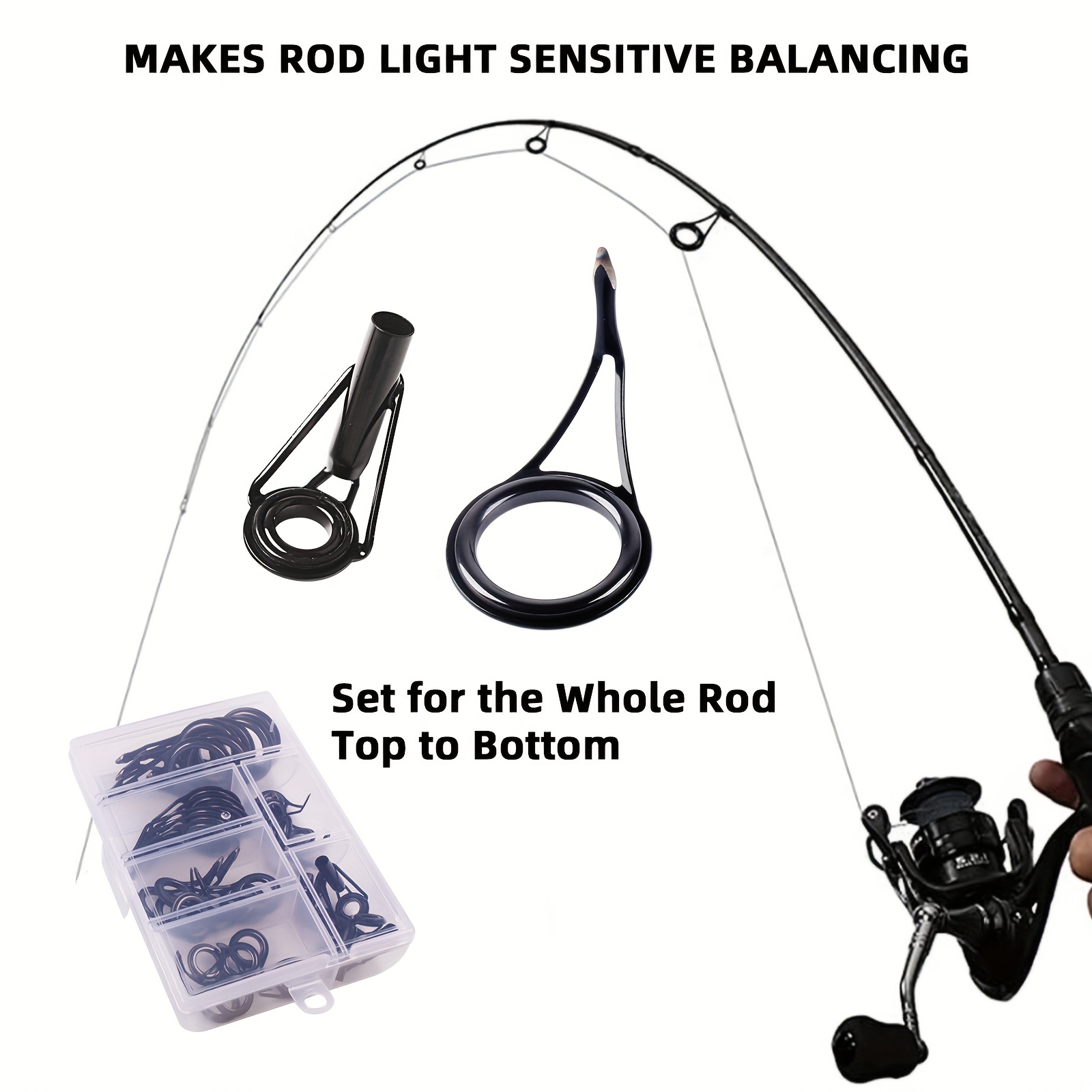 35pcs/box Fishing Rod Repair Kit, Stainless Steel Fishing Rod Guides,  Fishing Rod Eyelet Repair Kit, Fishing Rod Accessories