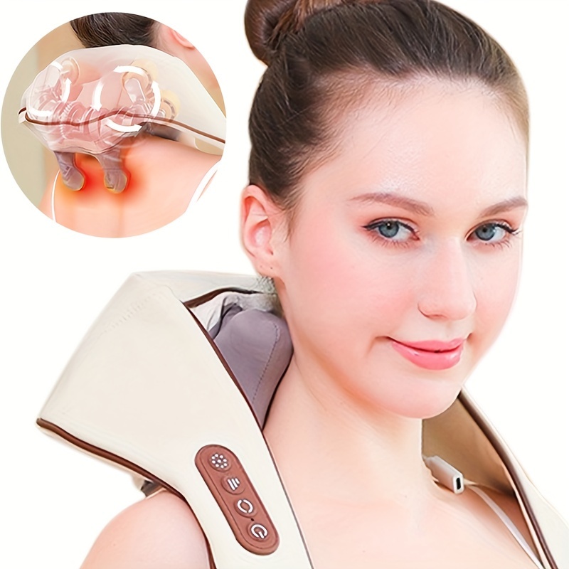 1pc 3d shoulder and neck massager usb charging back and neck with heat deep rubbing massager gift for men and women details 2