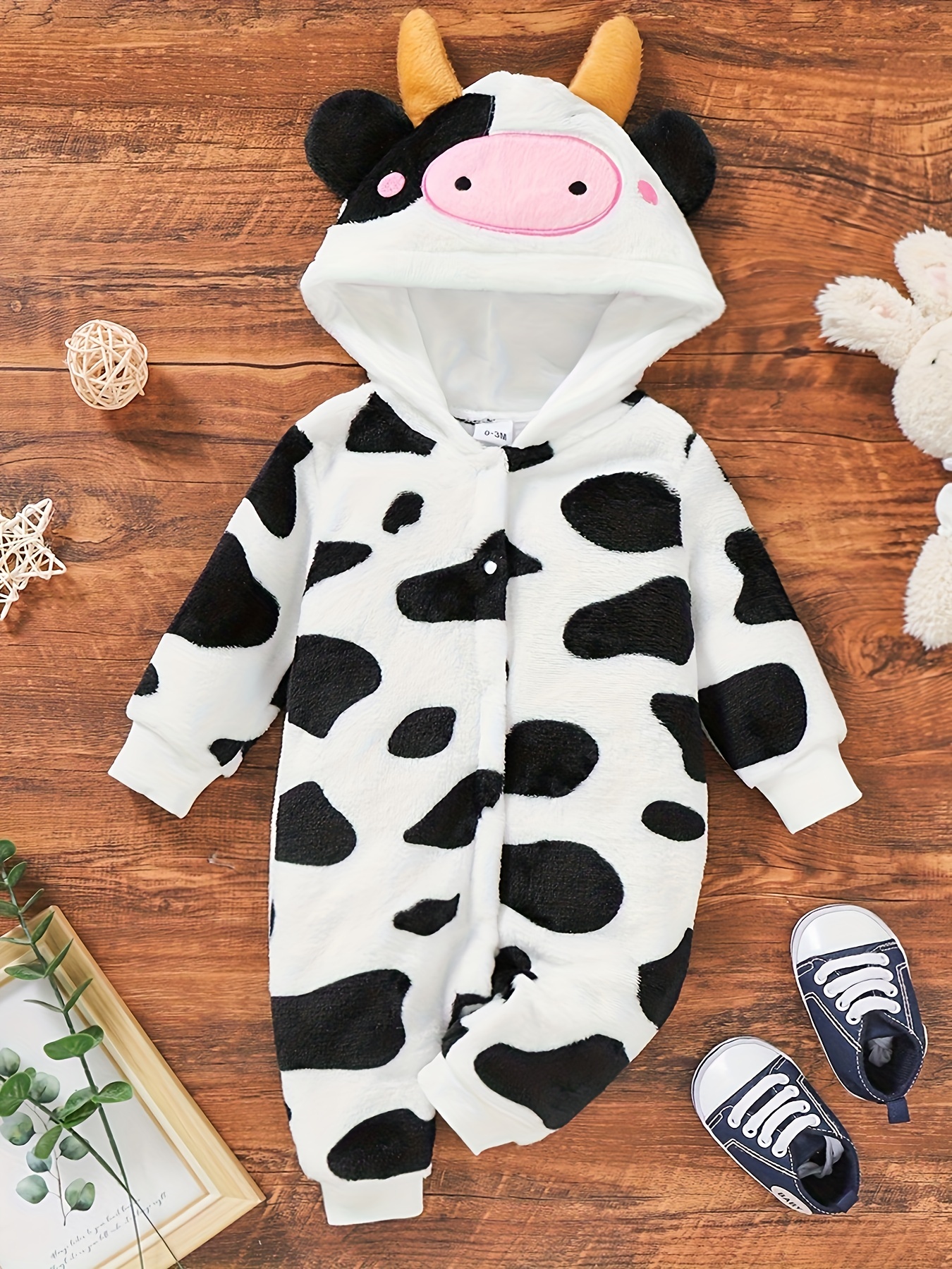 Disfraz de vaca de vestir para niños pequeños - Adorable mono de vaca de  felpar Onesie