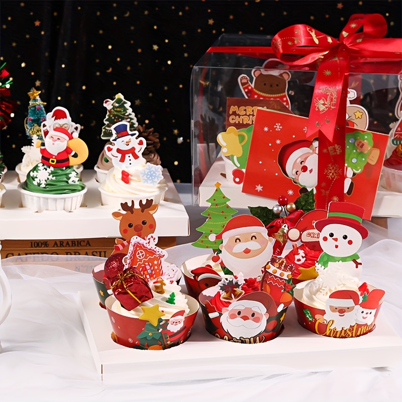 Christmas Cupcake Liners Elk Christmas Tree Snowman - Temu