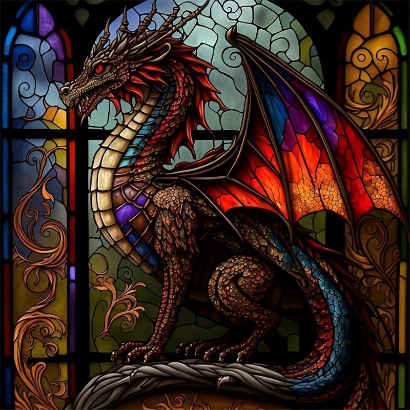 Ferocious Dragon Stained Glass Official Diamond Painting Kit