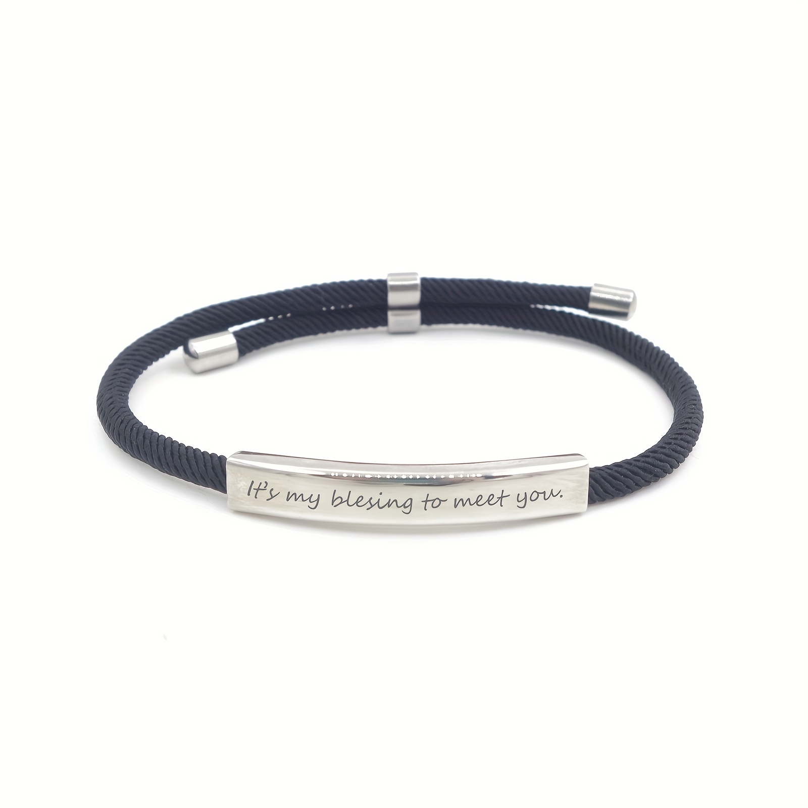Adjustable Braided Pet Bracelet with Engraved ID
