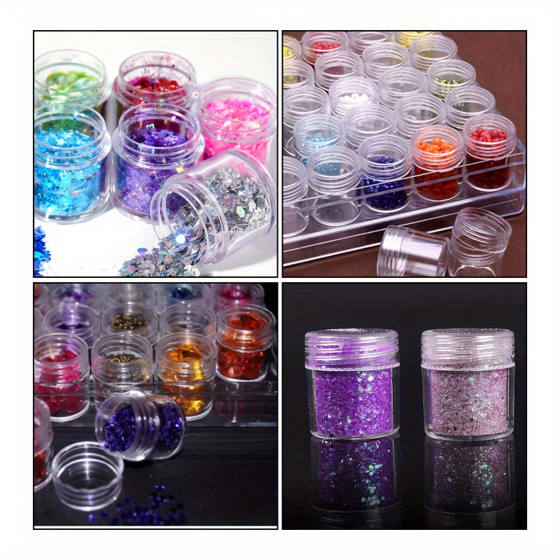 Clear Plastic Bead Storage Containers Set Jars Diamond Painting Accessory  Box Transparent Bottles with Lid for DIY Diamond Nail Small Items 