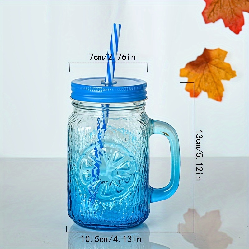 Glass Tumbler With Lid And Straw, Clear Water Cup With Handle, Mason Jar,  Iced Coffee Cups, Drinking Cups, Summer Winter Drinkware - Temu
