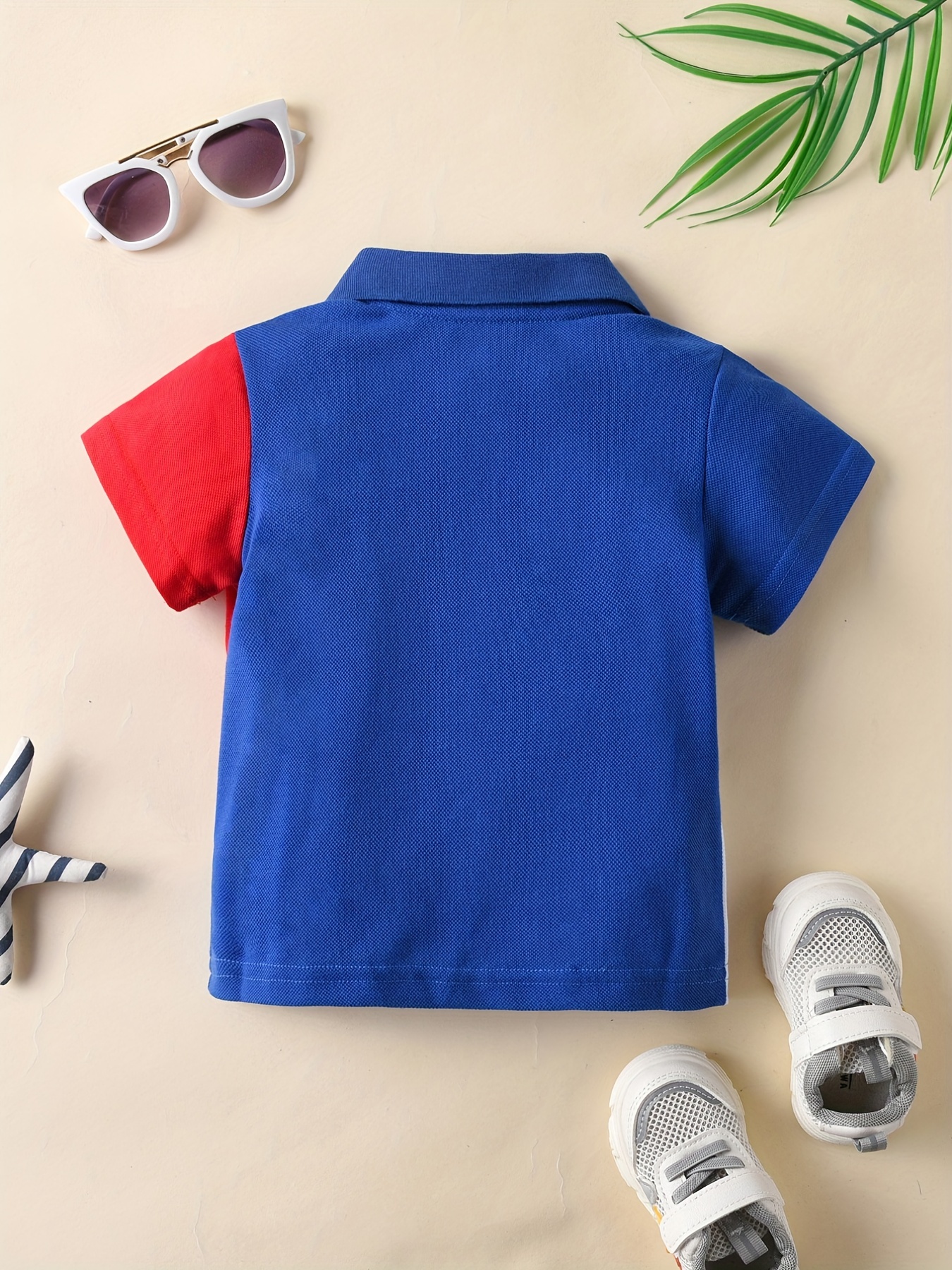 Boys Color Block Short Sleeves Shirt Preppy Style Kids Summer