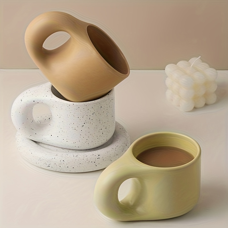 Euro Style Roll Handled Demitasse Espresso Cup & Saucer