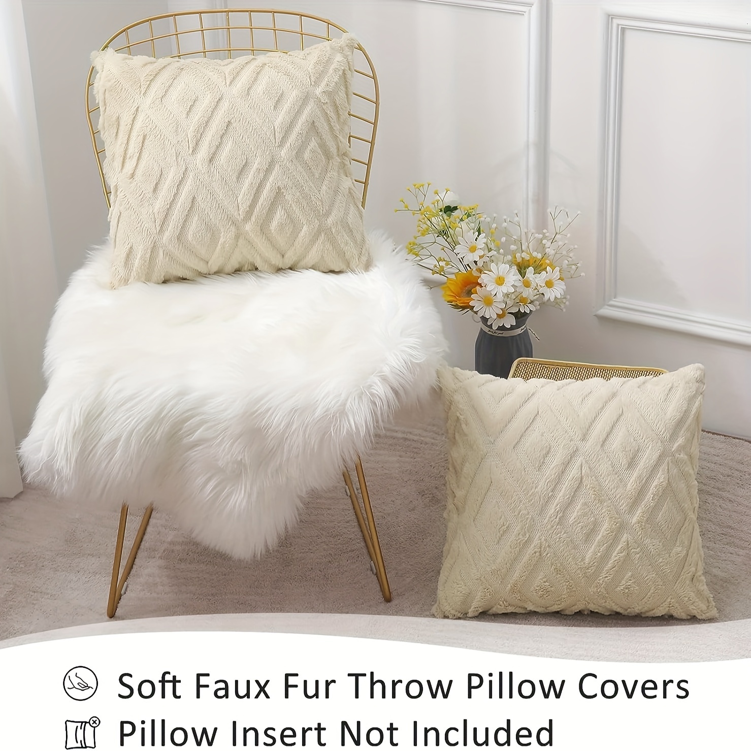 Cozy Faux Shearling Oversized Lumbar Pillow Cover
