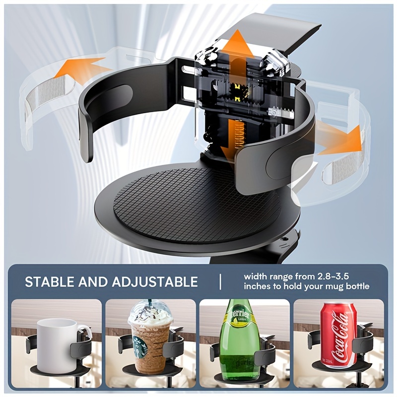 Desk Cup Holder 2 In 1 Anti-spill Cup Holder W/ 360° Rotating Headphone  Hanger 737547591363