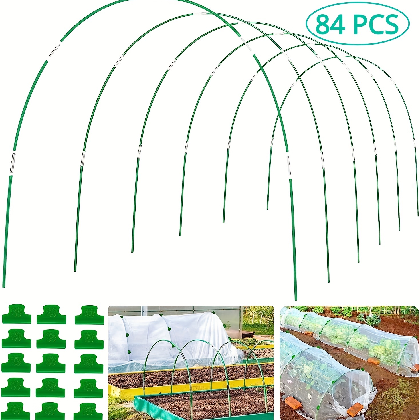 

1 Set, Greenhouse Hoops Grow Tunnel 6 Sets Of 8ft Long Garden Hoops, Rust-free Fiberglass Garden Hoops Frame For Garden Netting Raised Bed Plant Shade Cloth Row Cover, Diy Plant Support Garden Stakes