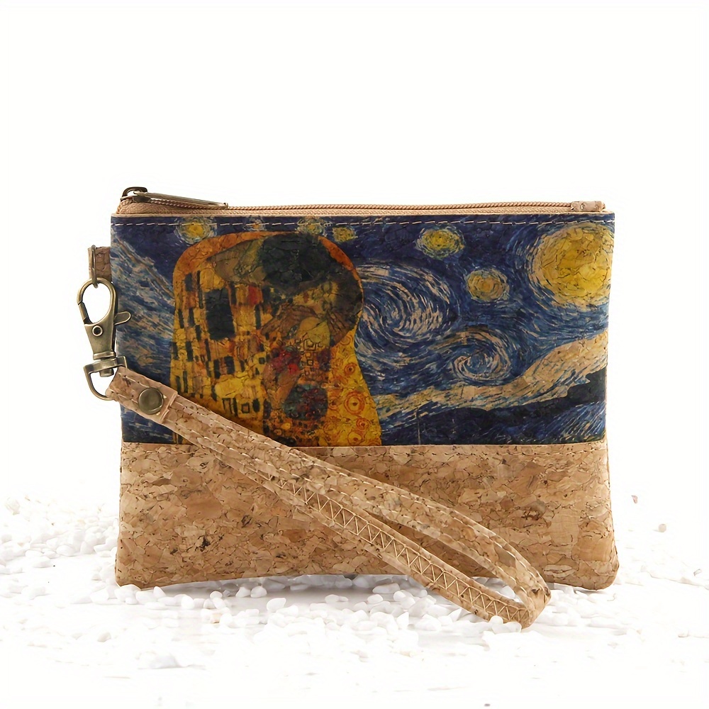 Van Gogh Art Oil Painting Wallet, Zipper Around Coin Purse, Clutch