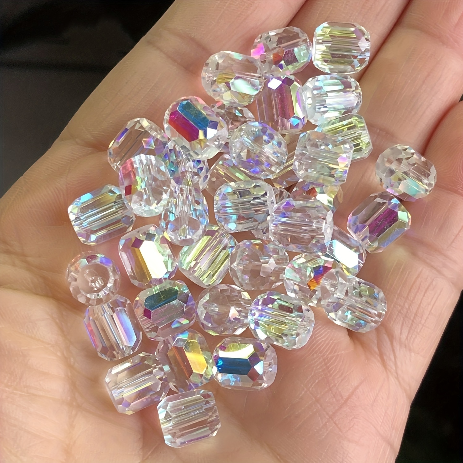 

7x8mm Upscale Faceted Cylinder Import Ab Austra Artificial Crystal Glass Loose Beads Fashion For Diy Bracelet Necklace Jewelry Making Crafts Accessories