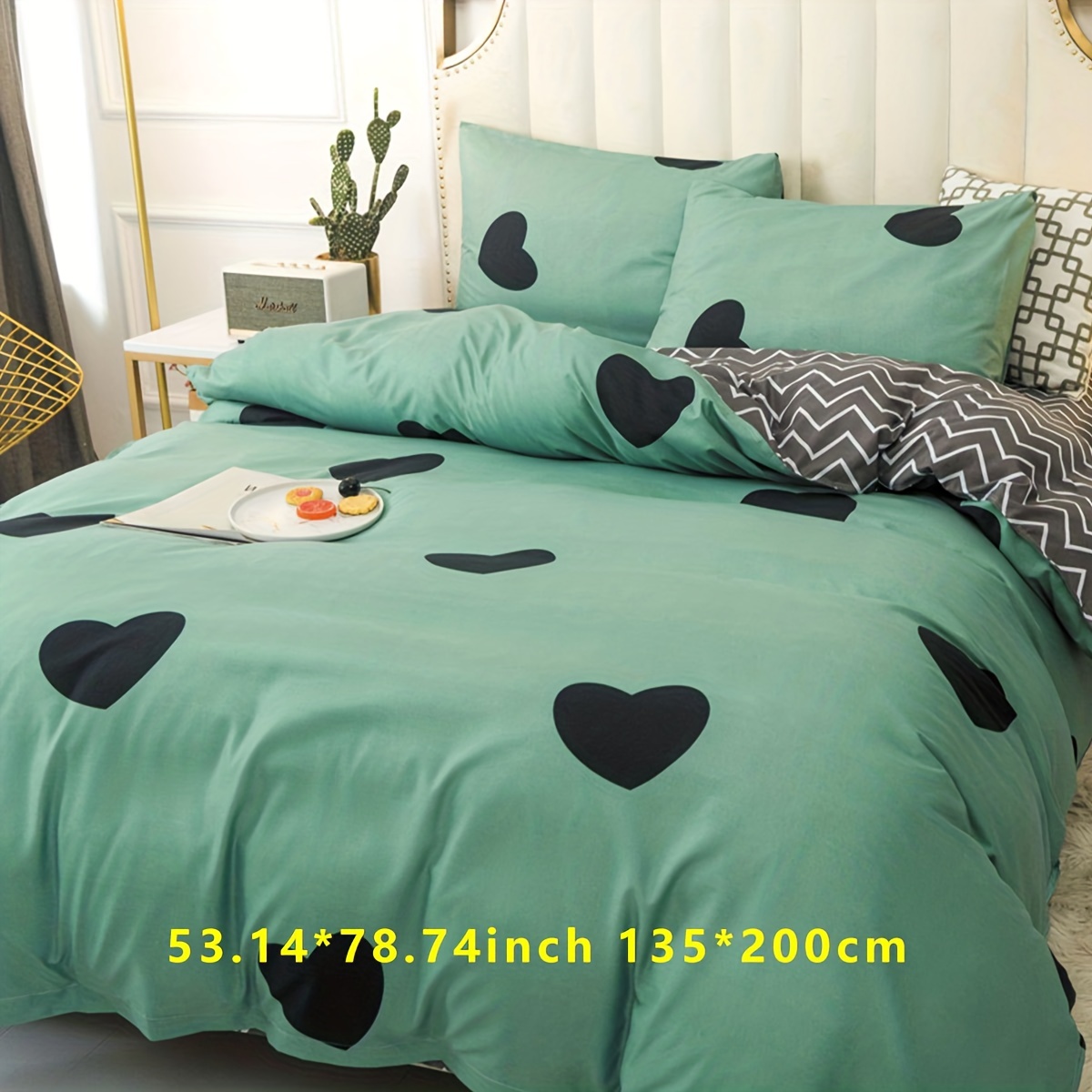 3pcs Peach Heart Green Matching Set Three-piece Set