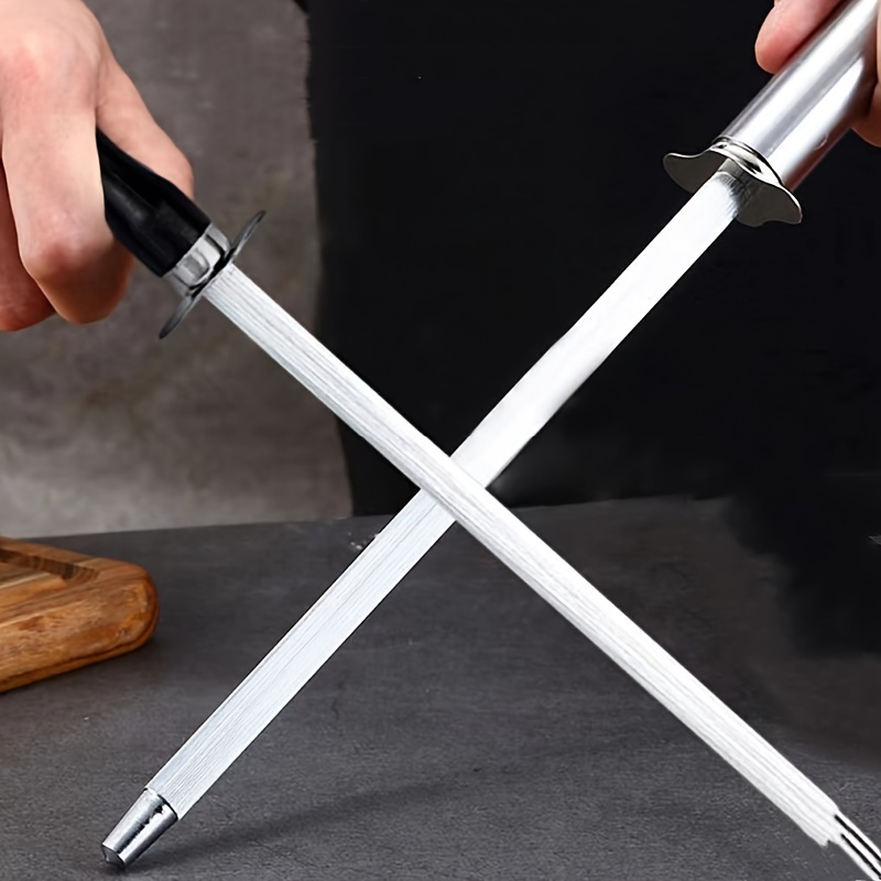 Portable Kitchen Knife Sharpening Rod Stick,12inch Kitchen Knife Sharpener,  Plastic Handle Sharpener Stone Tool,Knife Sharpener for Home Kitchen