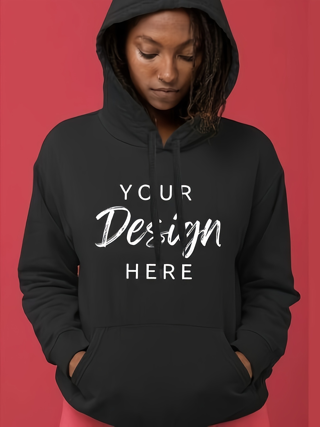 Plus Size Casual Sweatshirt Women s Plus Slogan Print Long Sleeve Drawstring Hoodie With Pockets