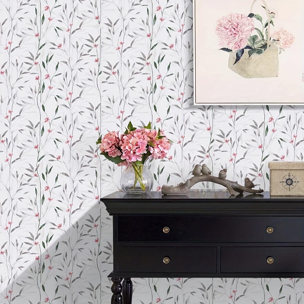 Image of 1pc Vintage And Flowers Removable Wallpaper Waterproof Peel And Stick Electrical Furniture Home Decoration Room Background Kitchen Refurbishment Wallpaper Wall Stickers